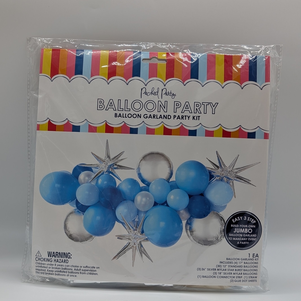 Packed Party Fashion Balloon Garland Kit - Blue and Silver